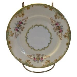 Noritake ‘Winton’ Porcelain Floral Salad Plate in White, Green and Gold